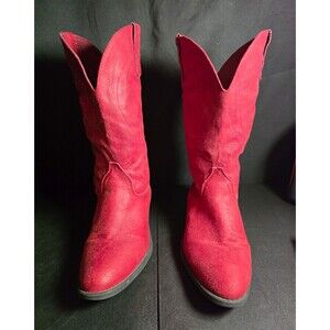 Rampage Walden Women's 9M Red Western Cowboy Cowgirl Boots 300301 Faux Suede